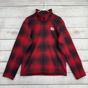 The North Face Gordon Lyons Novelty 1/4 Zip Pullover Mens Medium Red Black